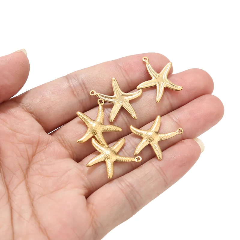 30pcs Stainless Steel Starfish Sea Star Pendants Charms For DIY Necklace Bracelet Jewelry Making Findings Supplies