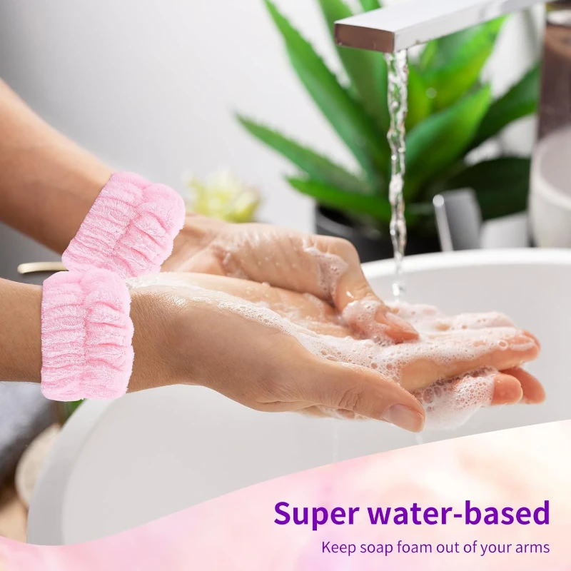 2 Pieces Bathroom Oversleeve Wrist Band Washing Absorbent Wristband Reusable Face Washing Absorbent Wrist Bathroom Accessories