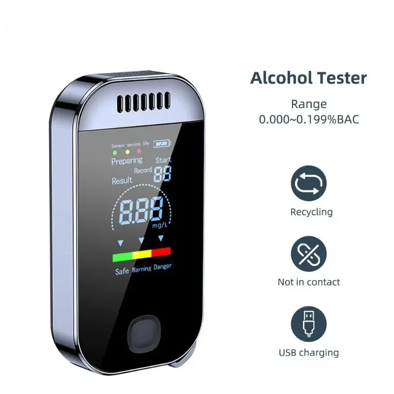 Alcohol Tester Digital Breath Professional Breathalyzer With LCD Display USB Rechargeable Electronic Alcohol Tester Keychain