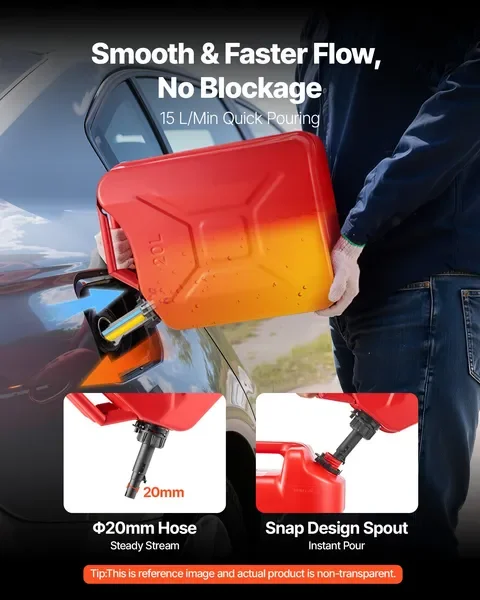 حاوية وقود معدنية سعة 5.3 جالون، باللون الأحمر، مع صنبور ومقبض، 6 لتر/دقيقة، مانعة للتسرب، لسيارة دراجة نارية ATV UTV، عبوتان #4