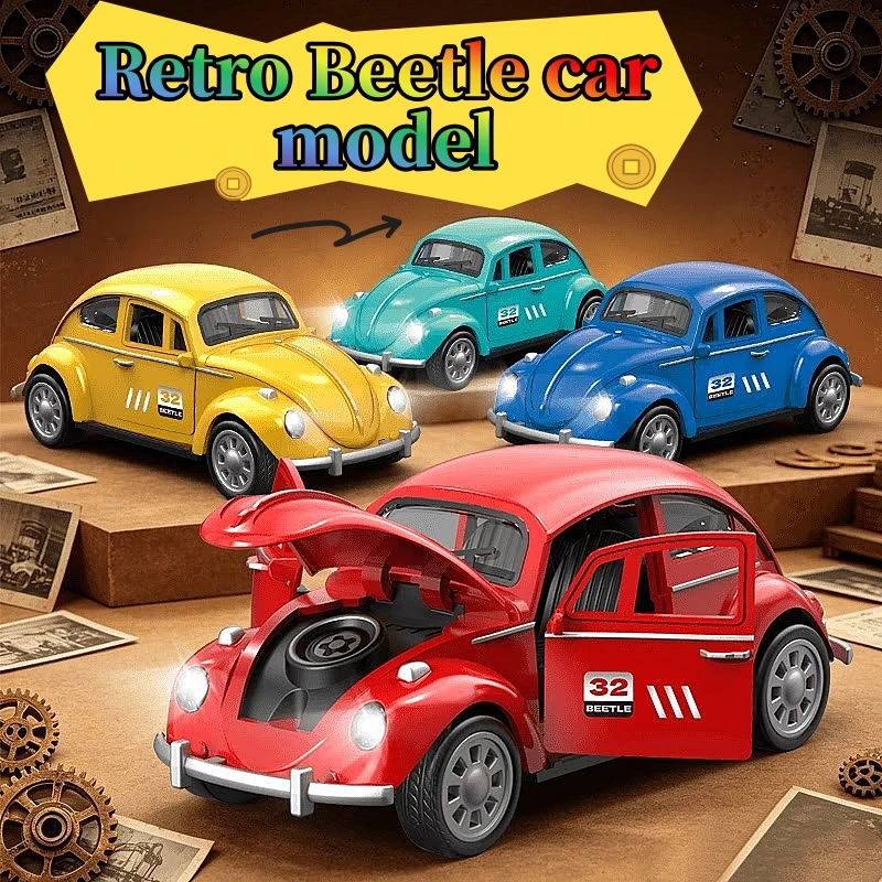 2PCS 6-Inch Vintage Beetle Diecast Car Model ，Ideal for Home Shelf, Car Interior, Office Desk, or as a Collectible Display Piece