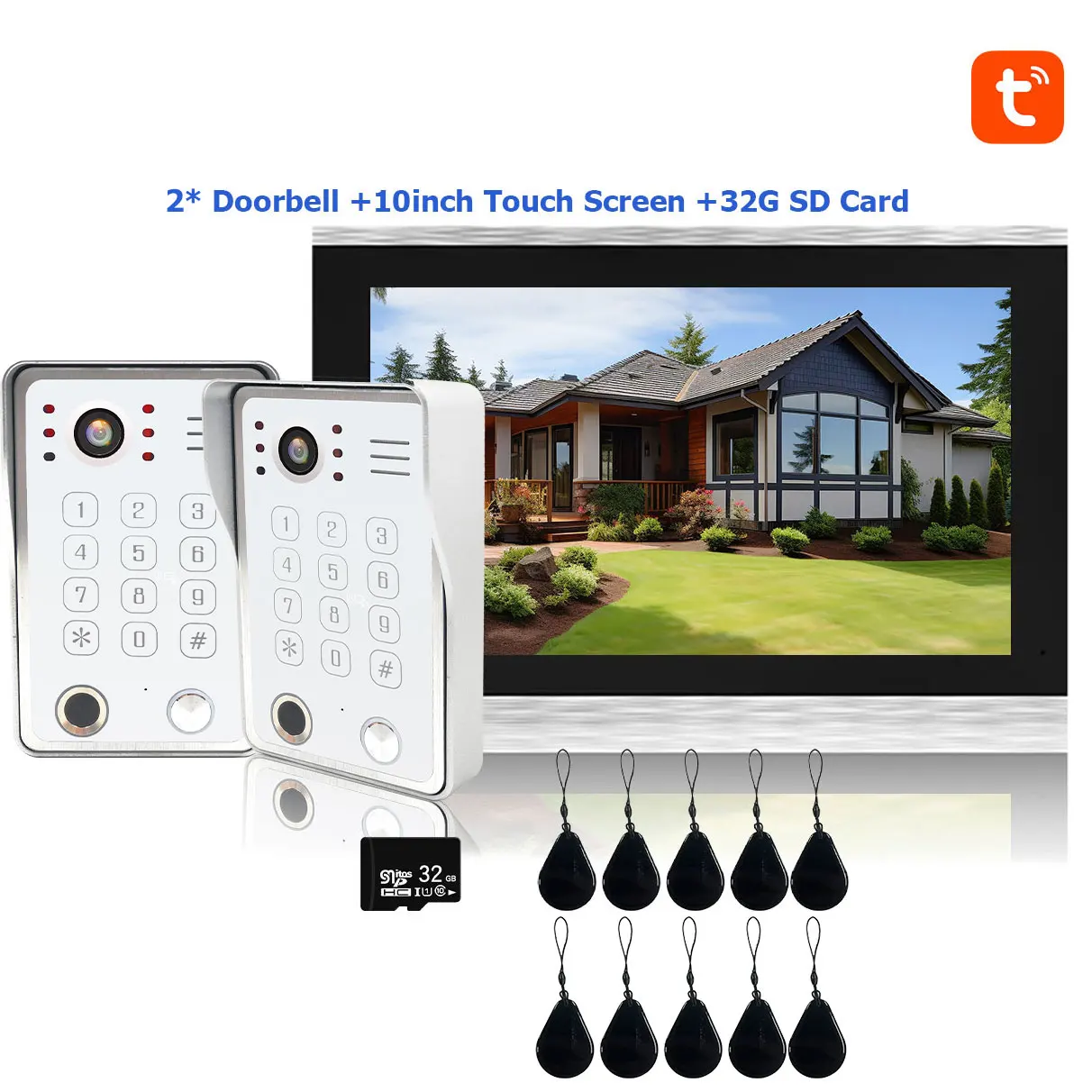 2025 Fingerprint 5in1 Unlock Wifi Doorbell Video Intercom System For Home Doorphone Tuya Smart 1080P Touch Monitor Security