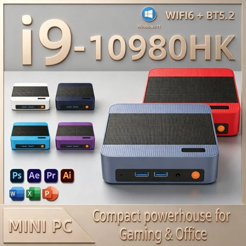 2026 New Mini PC Intel Core i9 10980HK Windows11 12 Colors 1TB SSD 16GB/32GB RAM WIFI6 BT5.2 Home Gaming Mini Computer