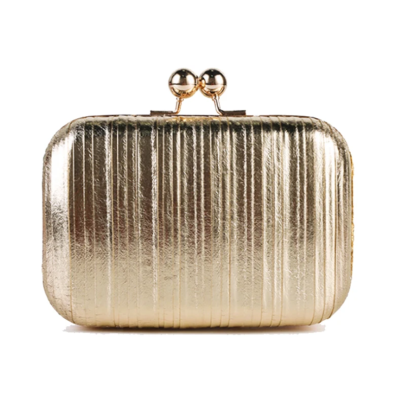 

Luxury gold pleated evening party bag metallic shiny clutch bag versatile women bag shoulder bag