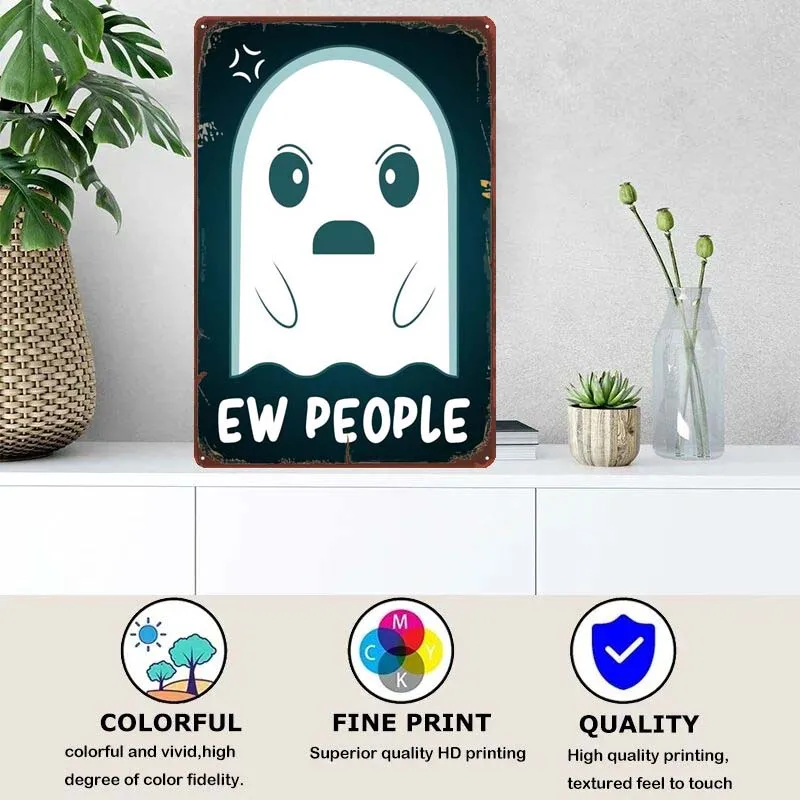 Antisocial Introvert Ghost Retro Vintage Tin Plaque Metal Poster Room Decor Metal Signs for Room Wall Art Decoration Home Mural