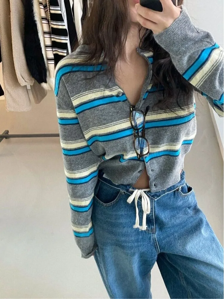 Fashionable Long Sleeve Slim Fit Knitted Open Cardigan Outerwear Versatile Stylish Korean Style Spring Autumn Winter Women's ...