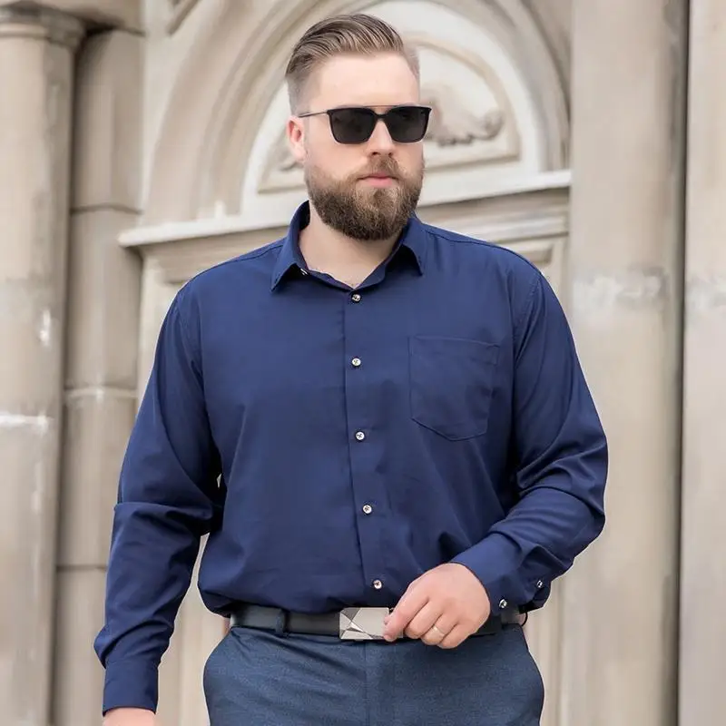 Men Plus Size Long Sleeve Shirt Formal Business Shirt Big Size 60-175 Kg