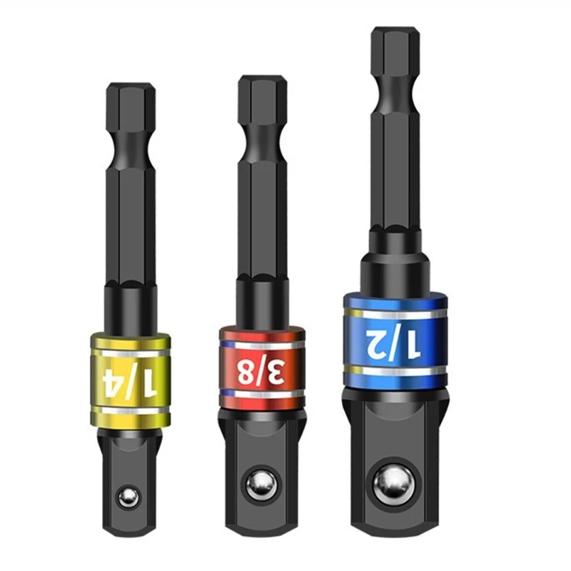 Impacting Grade Socket Adapters Set,1/4, 3/8, & 1/2Inch Socket Adapters,ChromeVanadium Steel for Impacting Drill KXRE