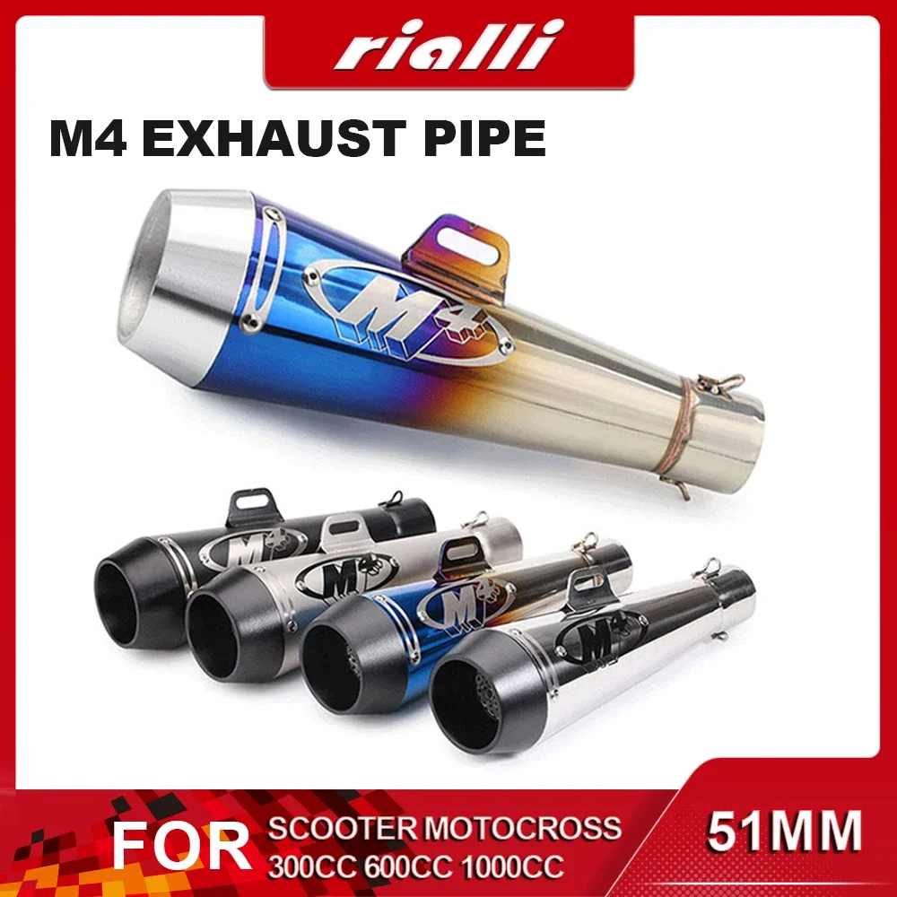 

51MM Motorcycle Exhaust Pipes Escape M4 Modified Muffler Moto Silencer For Scooter Motocross Dirt Bike Moto 300cc 600cc 1000cc