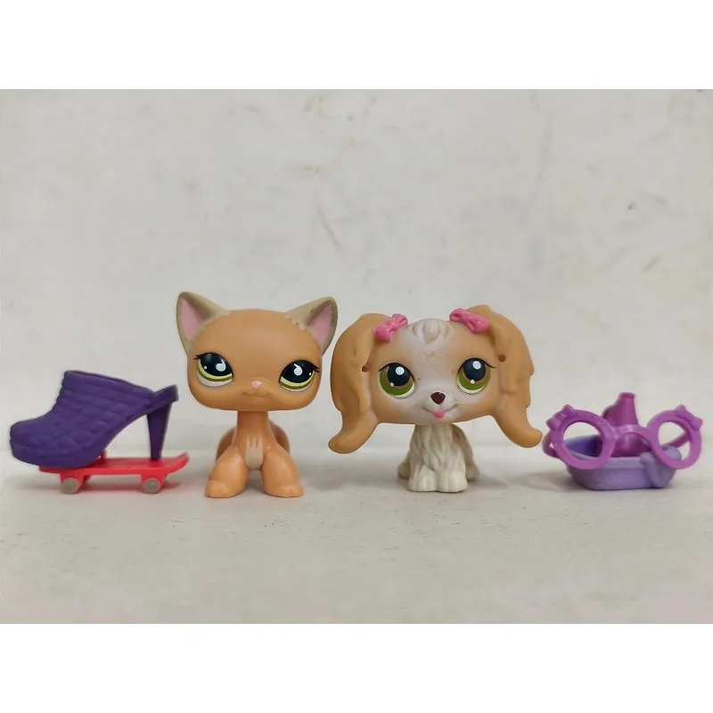 2 pz/lotto LPS Figura Gatto Cane # 790 # 79 W/Accessori Giocattolo Littlest Pet Shop