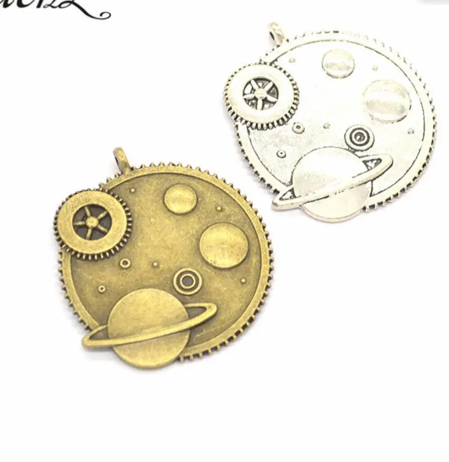 10pcs Silver Gear Fixed Star Charm Alloy Pendant Fashion Necklace Bracelet DIY Metal Jewelry Handmade 40*36mm F0402