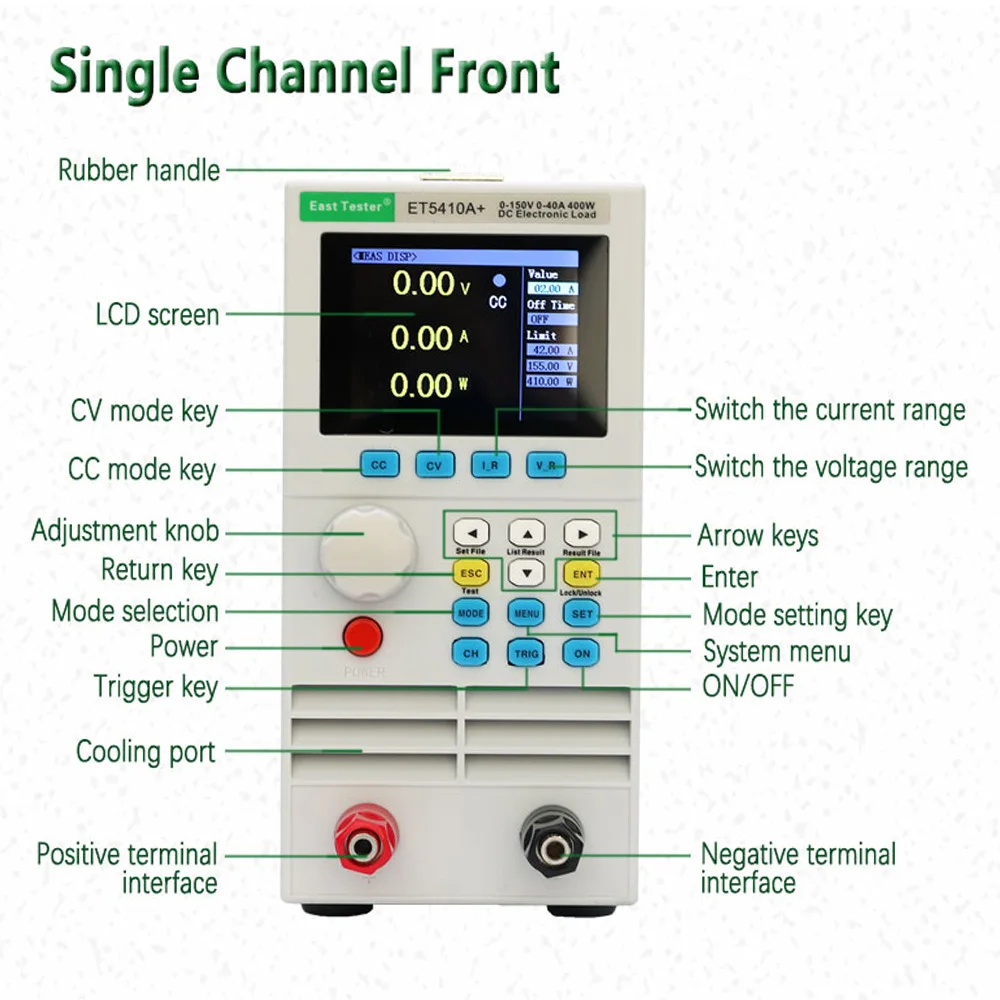 Nuovo carico elettrico 40A/20A/15A professionale programmabile digitale DC carico elettronico capacità della batteria Tester Meter 5410A +/5420A +