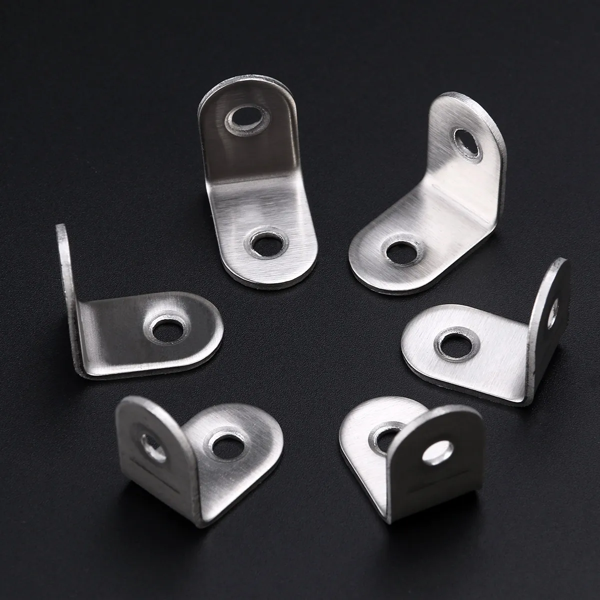 Stainless Steel L Shape Angle Brackets 20Pcs 25x25mm 1 Point 6mm Thick 90 Degree Corner Supports Silver Tone