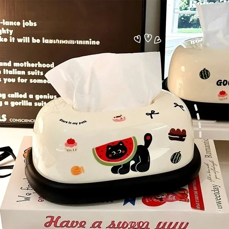 Black cat desktop tissue box living room household tissue drawer dining table coffee table napkin pape rtissue boxs
