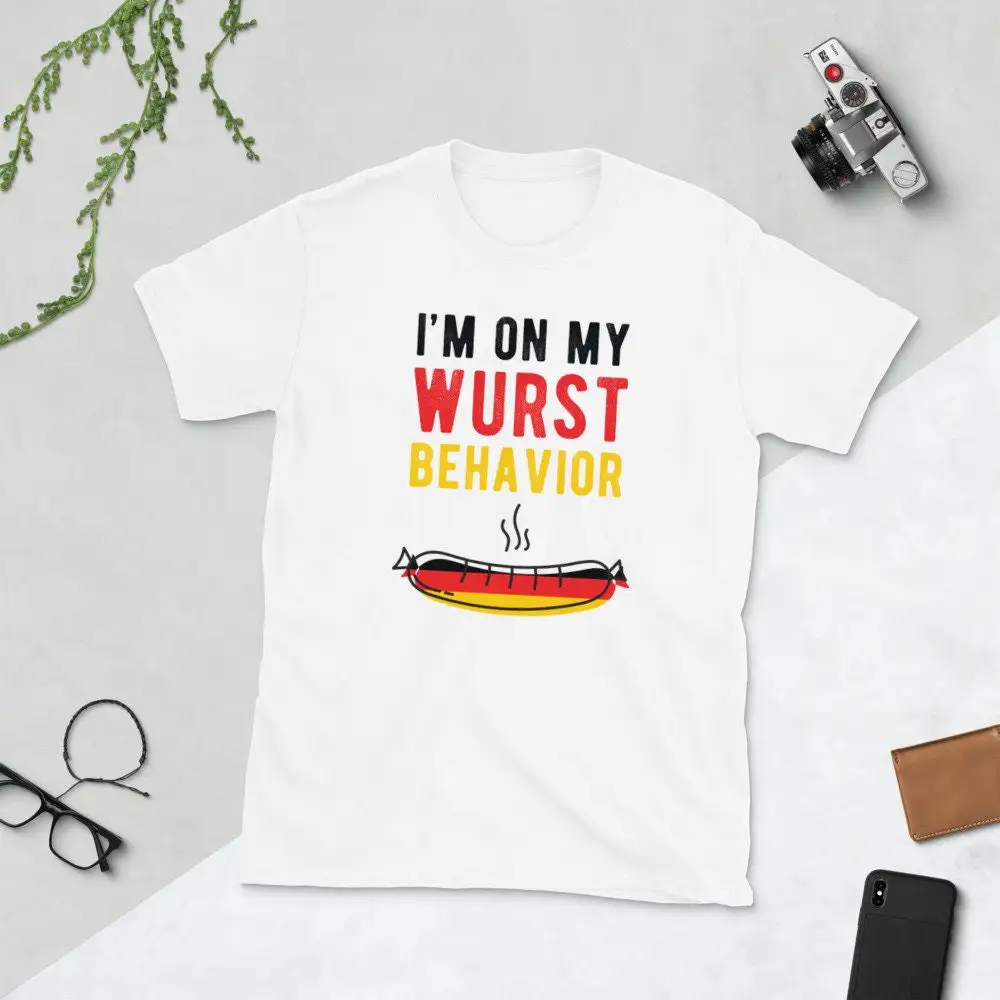 I m On My Wurst Behavior German Flag Bratwurst Festival  T Shirt