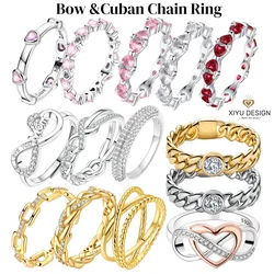 2026New Rings For Women 925 Sterling Silver Shining Cuban Chain Ring Fine Wedding Engagement Birthday Mother's Day Jewelry Gifts