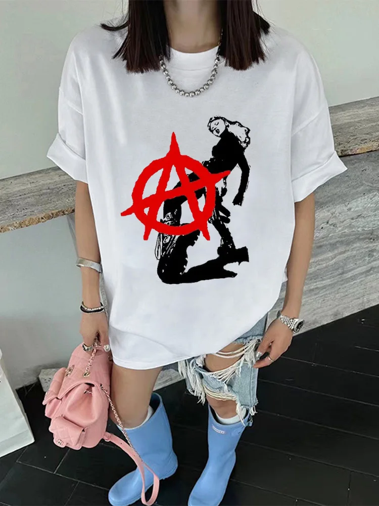 Y2K Streetwear women unisex screen print short sleeve Oversized T-Shirt Women's Casual Loose Round Neck Short Sleeve Top