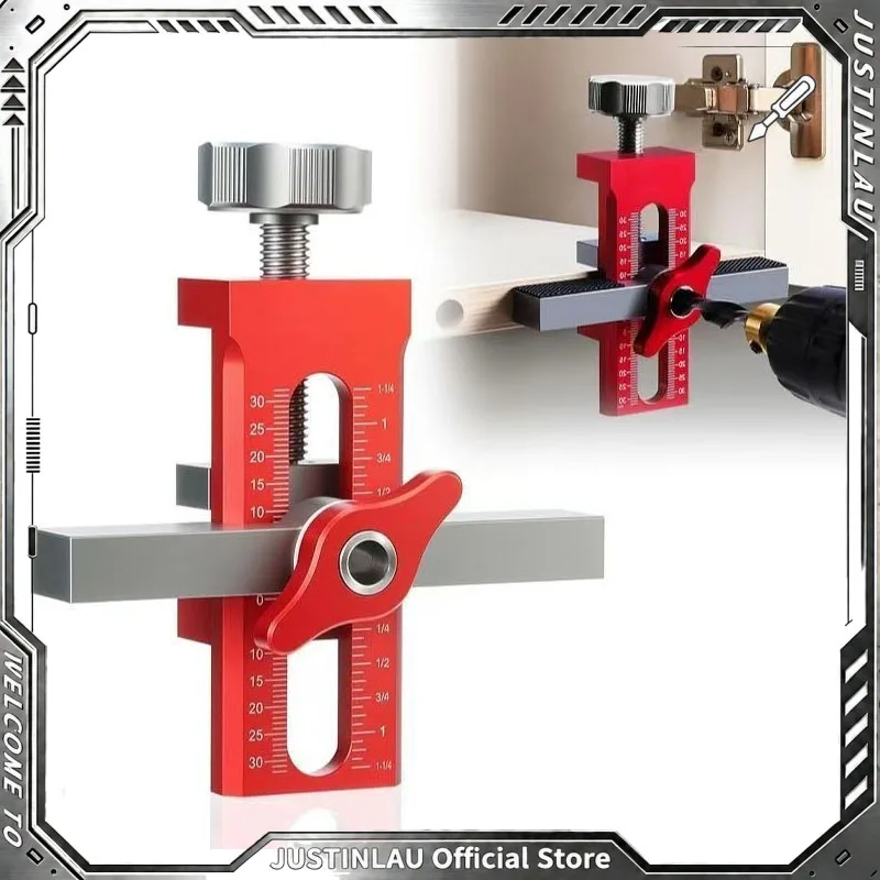 JUSTINLAU 2in1 Cabinet Door Installation Positioner 6/8/10mm Rebounder Punched Mounting Jig Wardrobe Cabinet Panel Install Tool