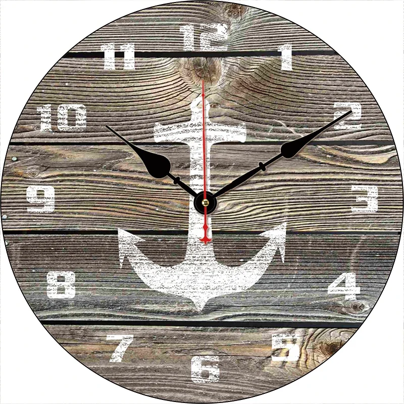 Anchor Board Texture Custom Clock Round Digital Wall Clock Large Silent Clock Family Lovers Friends Gifts Wall Home Decorative