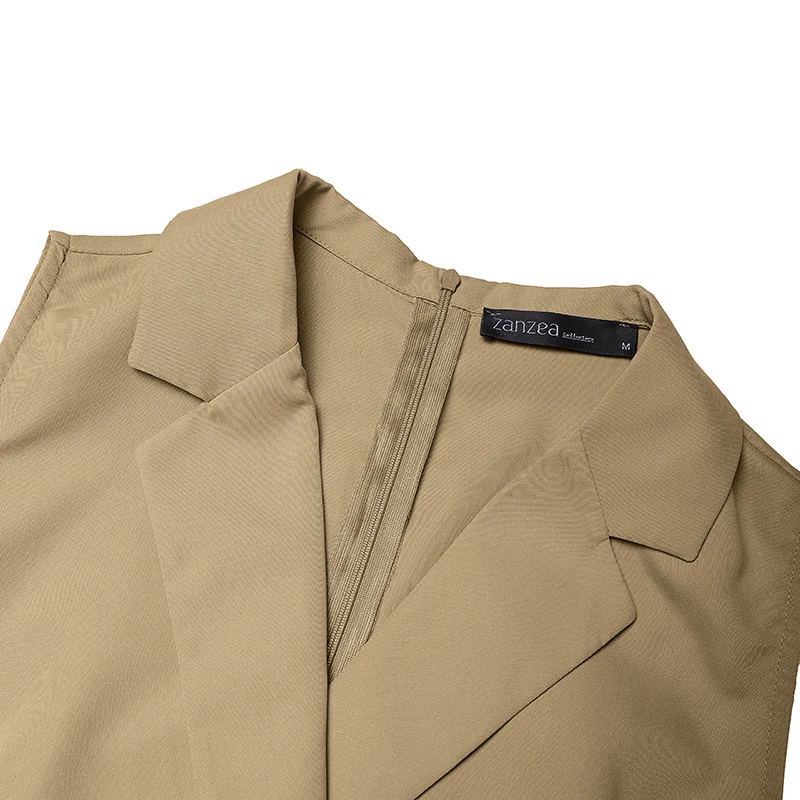 ZANZEA 2026 Sommer-Romper Modische Ärmellose Damen-Jumpsuits Elegante Büro-Overalls mit Weitem Bein und Reverskragen – Detail 16