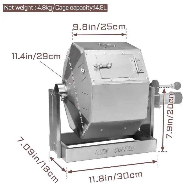 New 14.5L Electric Coffee Roasting Baking Machine Fuel Gas Direct Fire Nuts Grain Soybean Beans Roaster