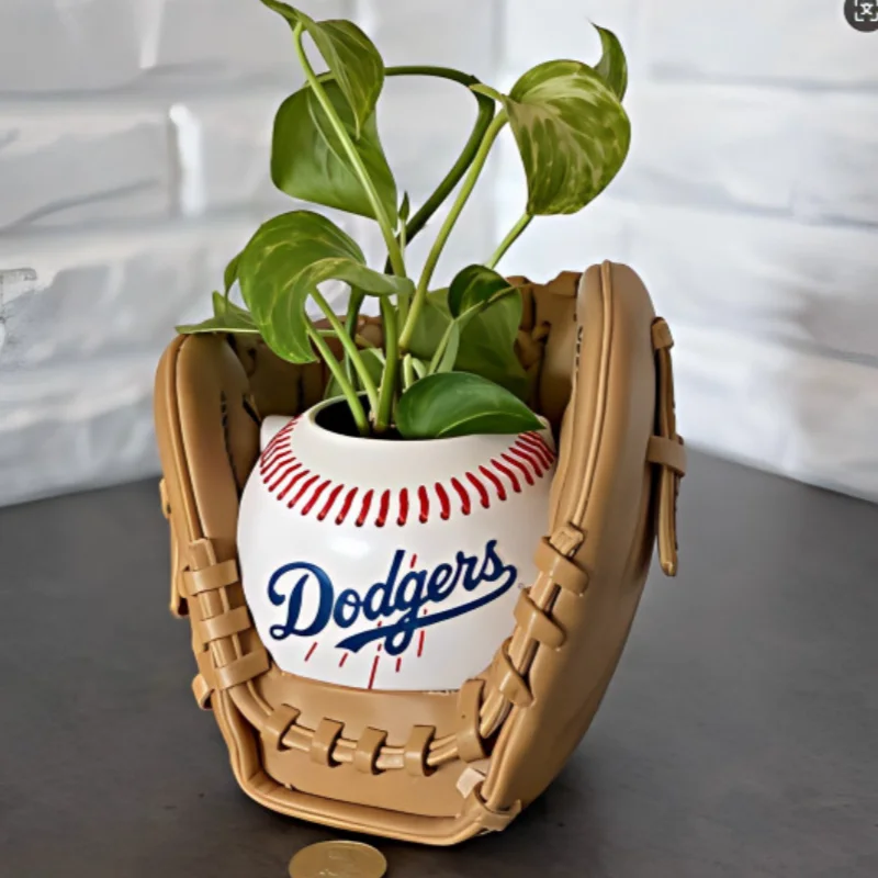 1 Piece Baseball-Shaped Flower Pot, Spherical Flower Pot Decoration for Outdoor Garden, Home Desktop Statue, Home Living Room, Bedroom, Balcony Decoration, Great Gift Item