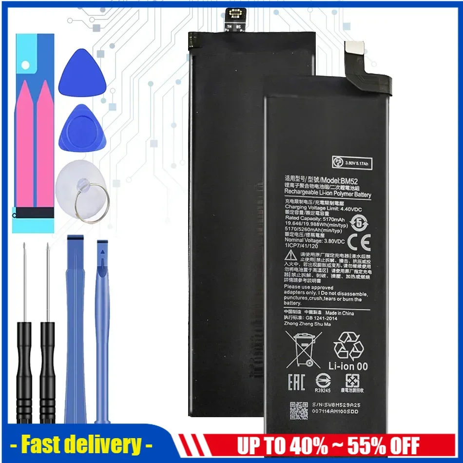 

For Xiao Mi BM52 5260mAh Mobile Phone Batteries For Xiaomi Mi Note 10 Note10 10 Lite 10Lite/Mi Note10 Pro 10Pro/CC9pro CC9 Pro