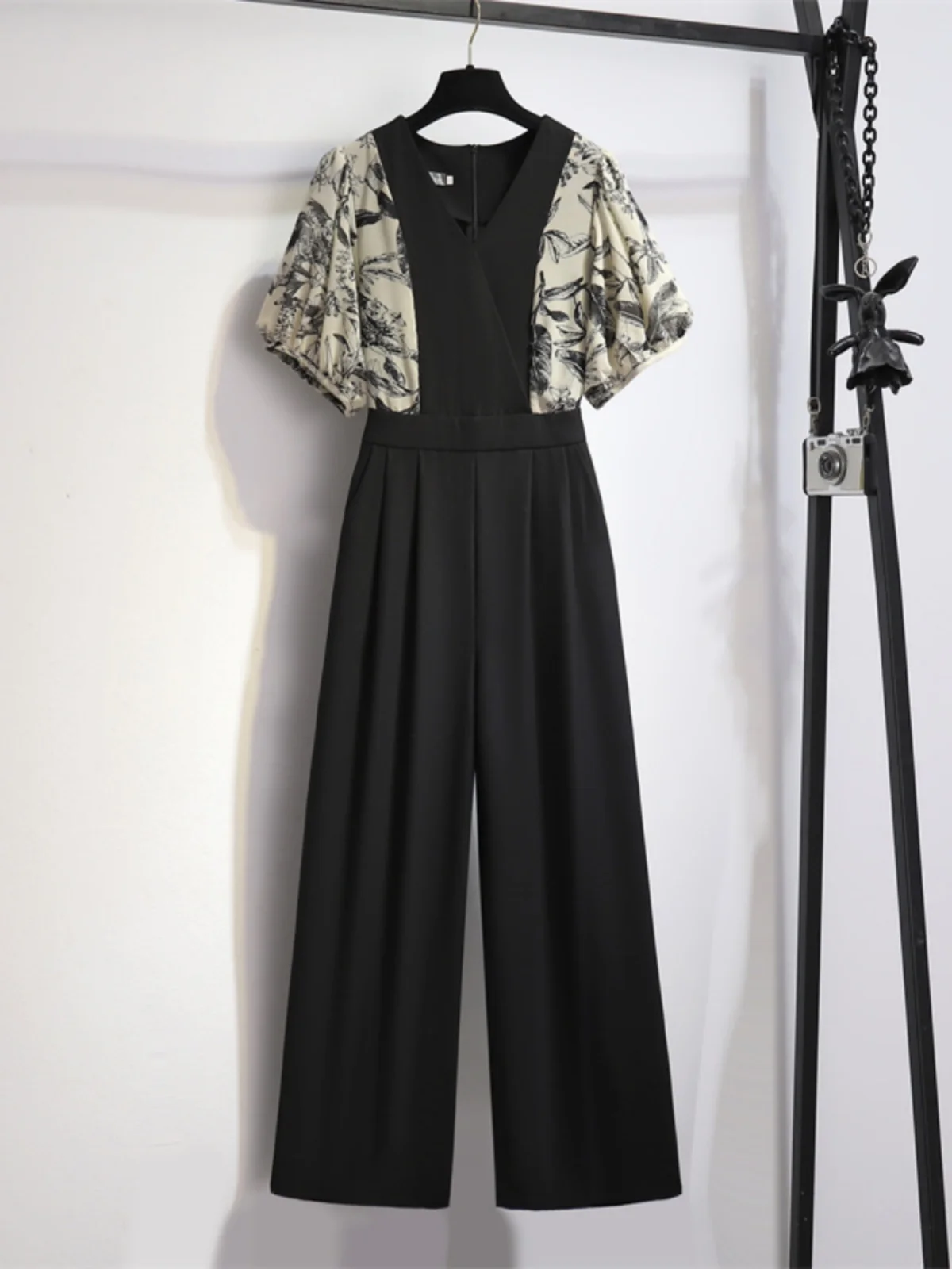 

Ele цельный костюм с высокой талией V-Ne, женские летние утягивающие широкие брюки, модные брюки с высокой талией для поездок на работу