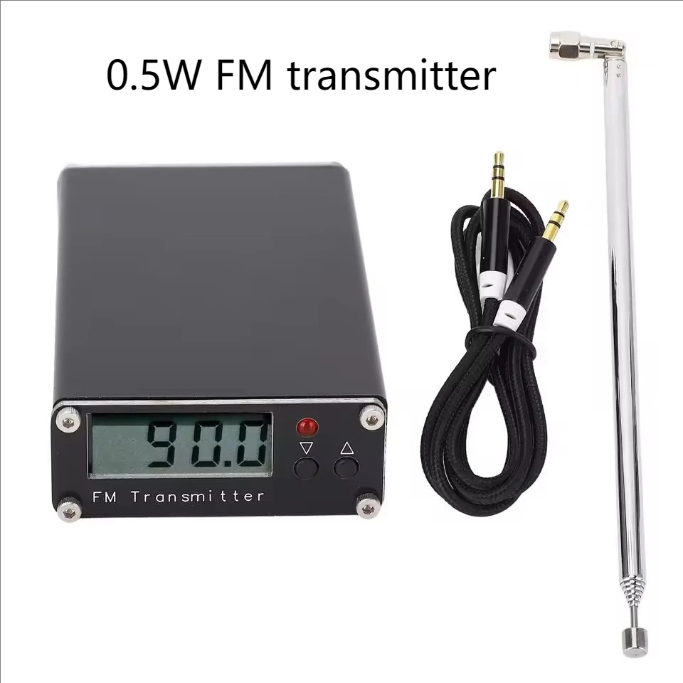Transmisor FM de 2000M 0.5W 76-108Mhz con Pantalla Digital, Transmisión Estéreo FM, USB Tipo-C, para Iglesias, Radiodifusión en Automóviles, Estaciones de Campus
