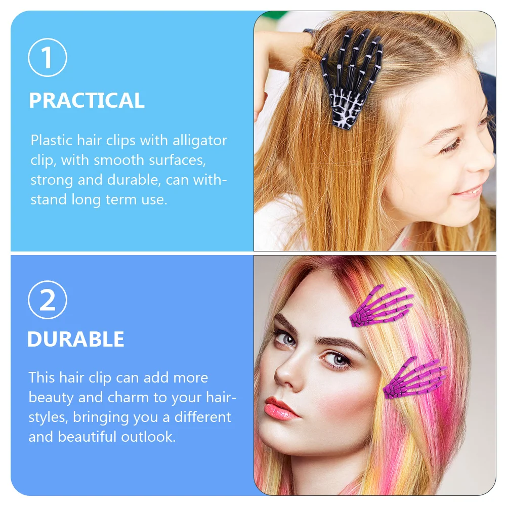 

12Pcs Gothic Hand Hair Clips Halloween Accessories Strong Durable Alligator Clip for Special Occasions