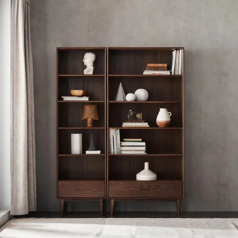 

F8171 simple modern solid wood bookcase living room furniture open office wooden bookshelf