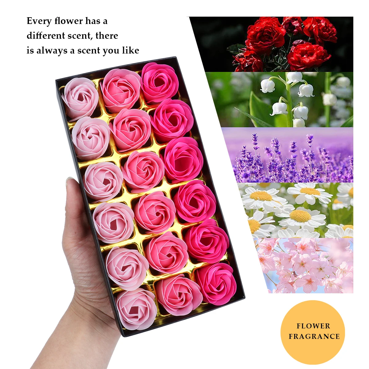 18PCS/box Artificial Floral Soap Flowers for Bath Wedding Soap Body Flower Rose Party Scented Gift Petal Home Decor Flower