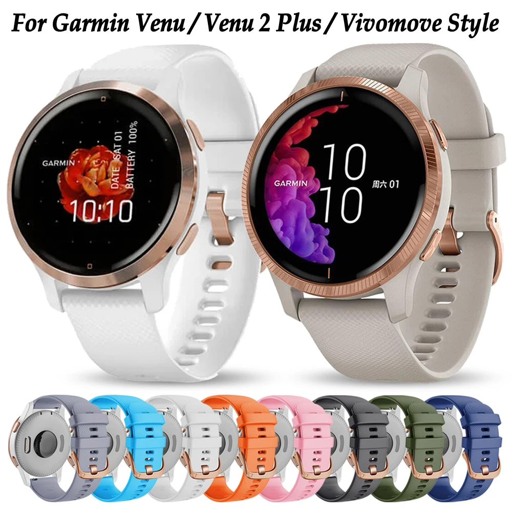 สายรัดข้อมือ 20 มม.สําหรับ Garmin Venu 2 Plus Vivoactive 5 3 Forerunner 165 55 245 645 สายนาฬิกาสร้อยข้อมือสําหรับ Approach S42 นาฬิกา