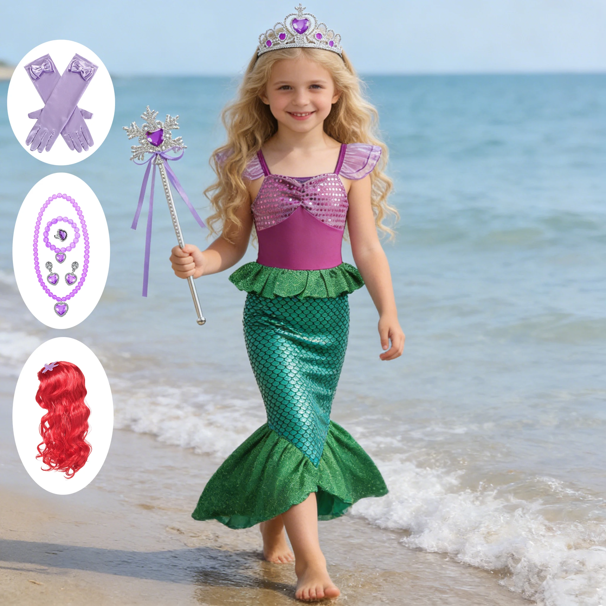 

Платье русалки для дня рождения, летний костюм русалки для девочек, карнавальный костюм аниме для косплея, От 2 до 10 лет, детское фантазийное маскировочное платье для выпускного вечера