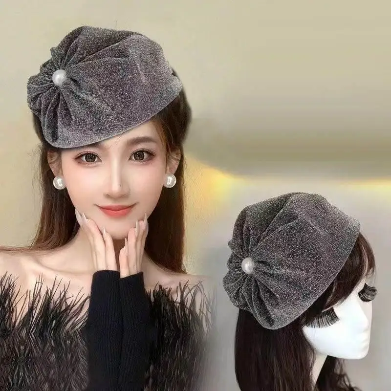 Tulle Bowknot Headband Thin Yarns Half Caps For Masquerades And Cocktails Party