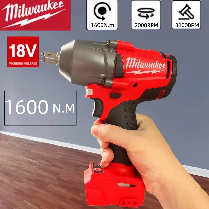 

100% For Milwaukee 18V Battery 1600NM Large Torque Cordless Wrench Brushless Electric Impact Wrench Repair Power Tools Car Truck