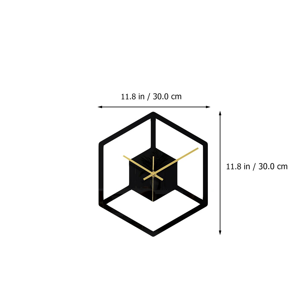 

Wall Clocks Black Decoration Acrylic Vintage Home Decorative for Living Room Metal Hexagon