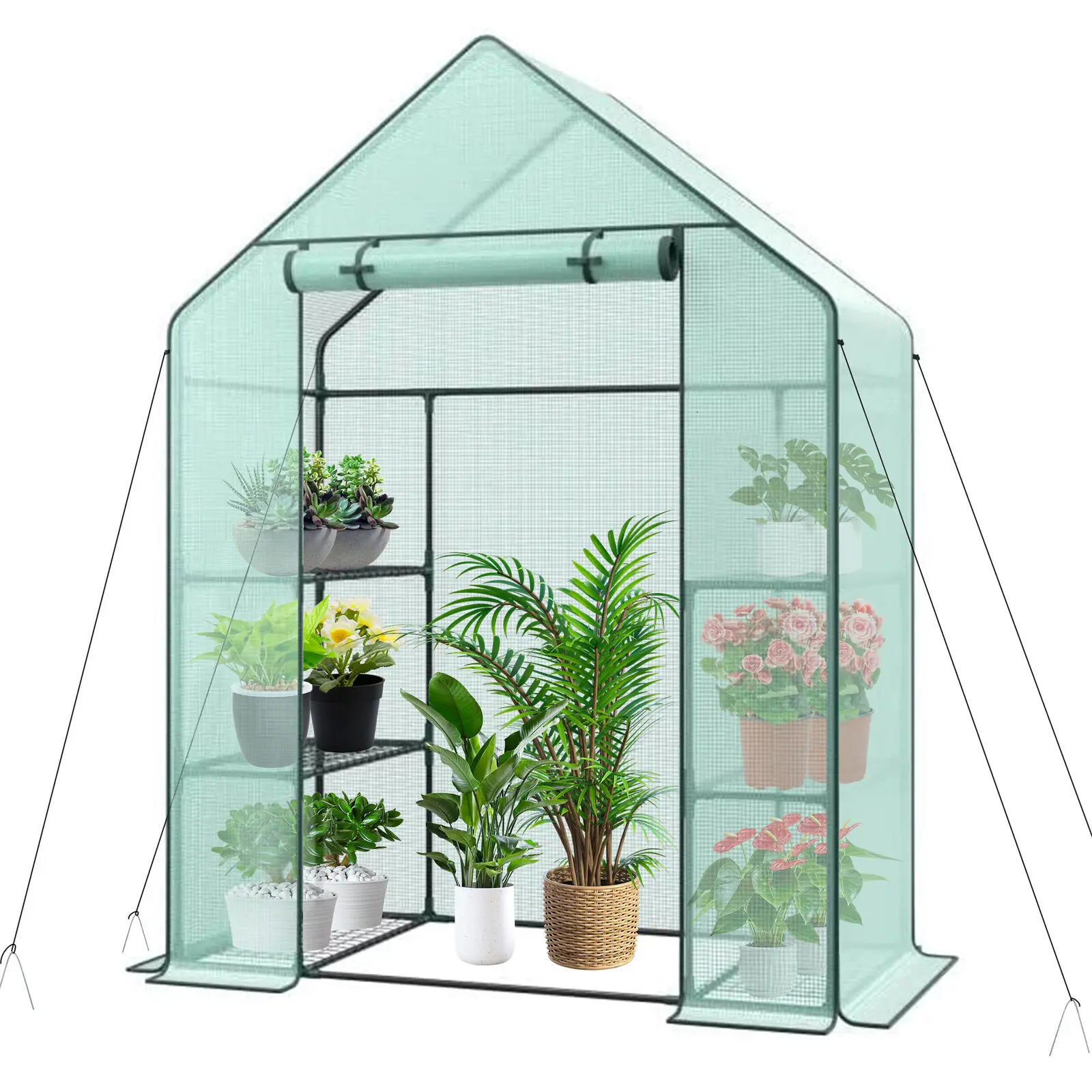 6 Shelves Walk-in Greenhouse Garden House Plants Flowers Green Plant Insulation