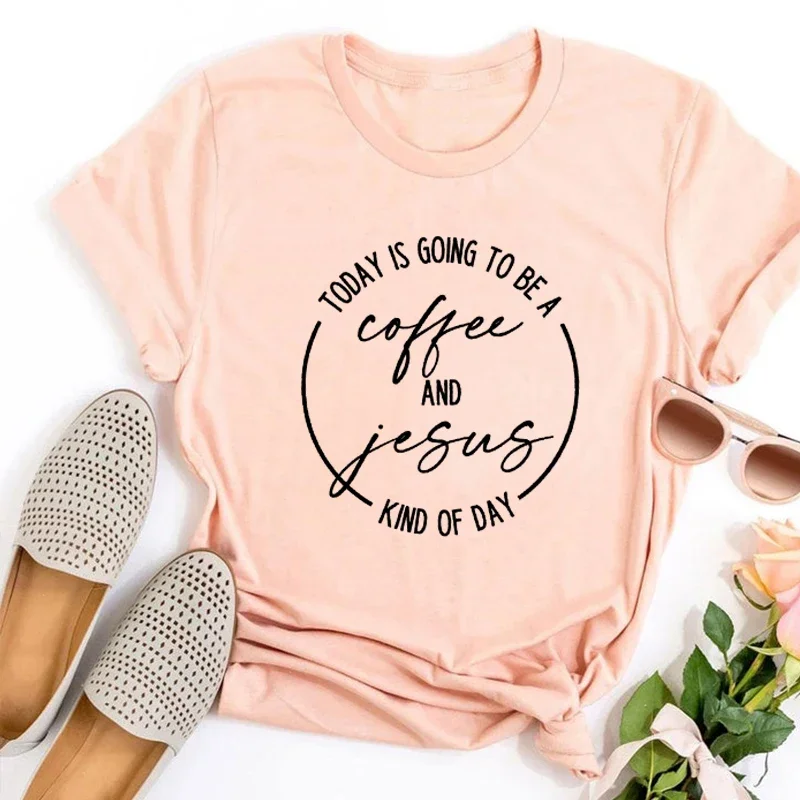 

Coffee and Jesus Shirt Christian Shirts Coffee Women Clothes Jesus Shirts Faith Tees Summer Funny Jesus Shirts Gift for Her