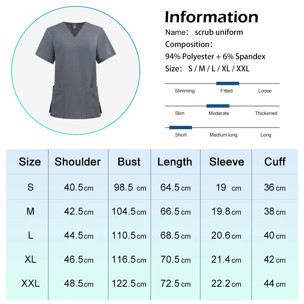 Clinical Uniform Woman Fashion V-Neck T-shirt Dental Women's Scrub Short Sleeve Tops Surgical Uniforms Nurse Doctor Work Clothes