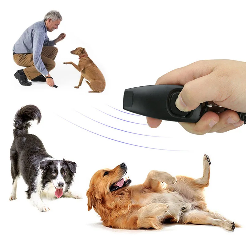 

2in1 Dogs Pet Puppy Cats Training Clicker Whistle Click Trainer Obedience Pet Products