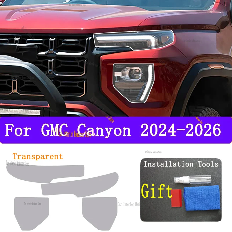 gmcキャニオン2024-2026年モデル用。外装ヘッドライトの傷防止フィルム、ヘッドライトの色、修理部品、ステッカー。