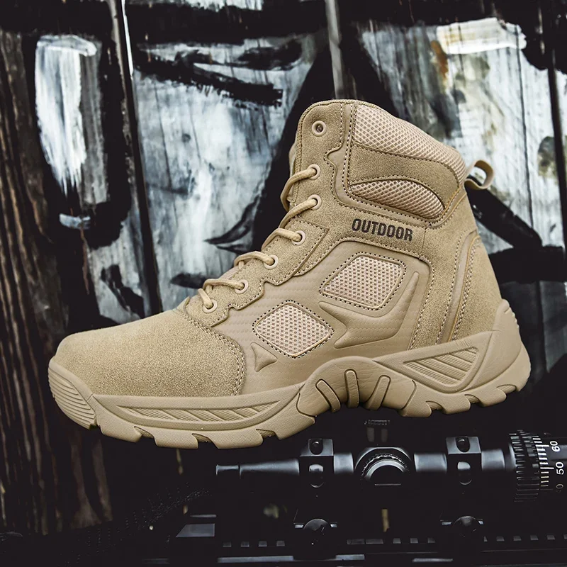 

Hiking Shoes Men's Large Size Military Boots Breathable Non-slip Work Shoes Outdoor Camping Desert Cross-country Hiking Shoes
