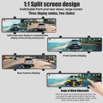 Aprilboy H5 12palcová zrcadlová palubní kamera 4K přední a zadní duální kamera do auta DVR s podporou G-senzoru parkovací monitor noční vidění GPS ADAS 10 nejlepší prodej Dvoukanálový rekordér do zpětného zrcátka - №6