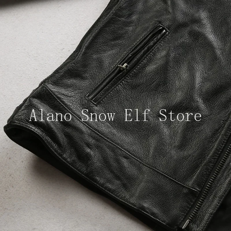 Fashion 2025 New Cowhide Leather Jacket Men's Black Clothing Motorcycle Biker Coats Natural Genuine Leather Casual Jackets