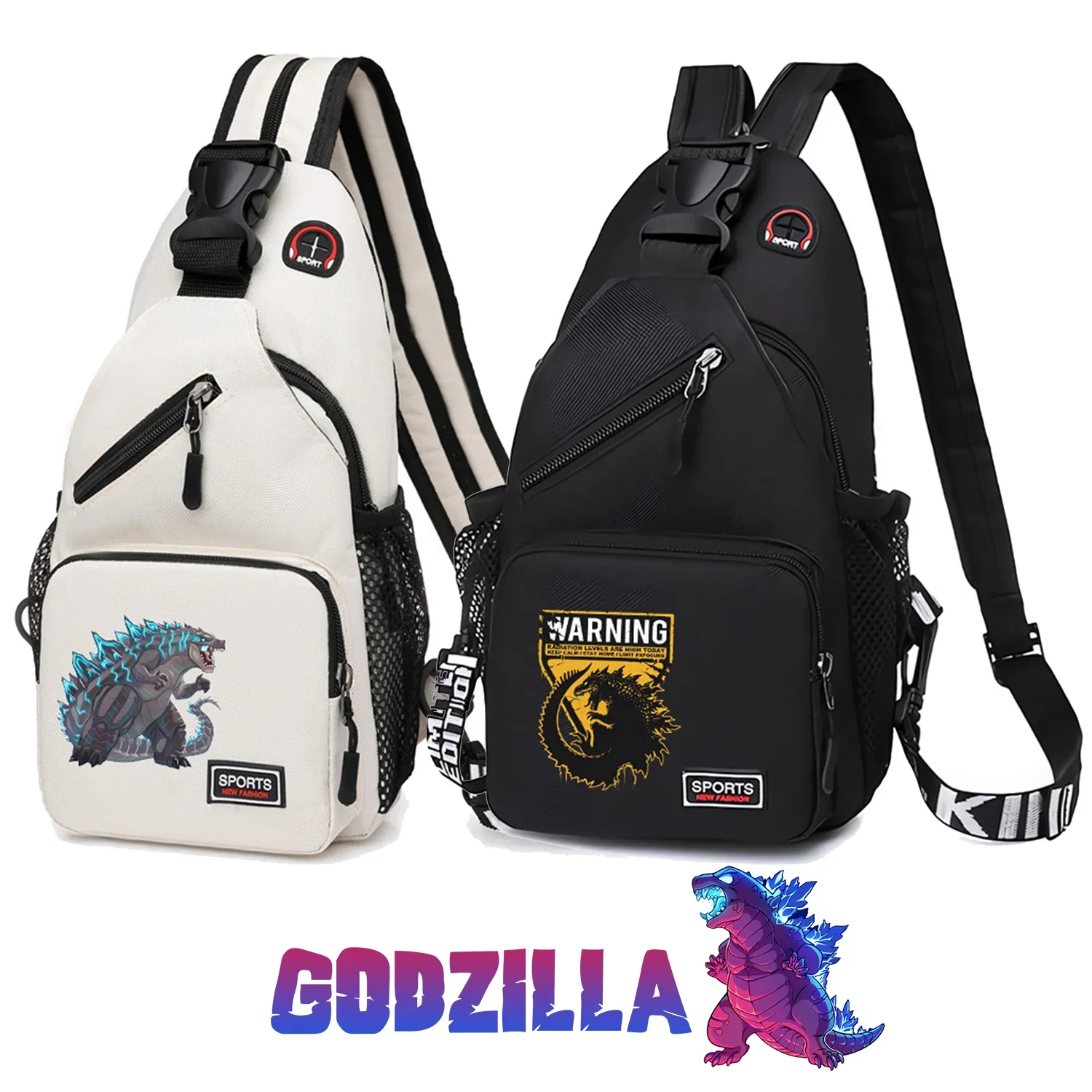 Godzillas Chest Bag Pack Boys Cool Anime Printed Crossbody Bags Outdoor Unisex Sports Casual Sling Backpack Trend Portable Gifts