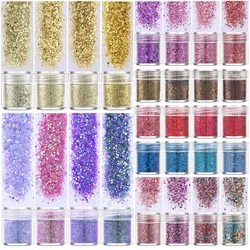 4 pz/10ml olografico Glitter fiocco resina epossidica Shaker Filler Slime ripieni fai da te lucido sirena paillettes decorazione di arte del chiodo