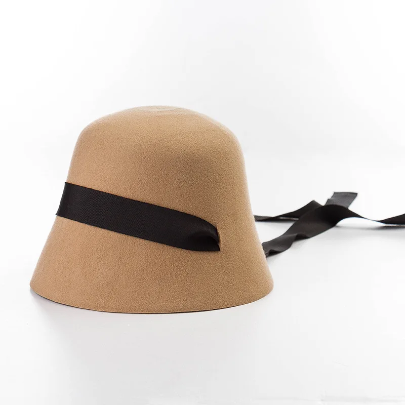 Korean Style Autumn and Winter fashion with Strap Woolen Fisherman Hat Ladies fashion Casual Wool Felt retro Style Top Hat