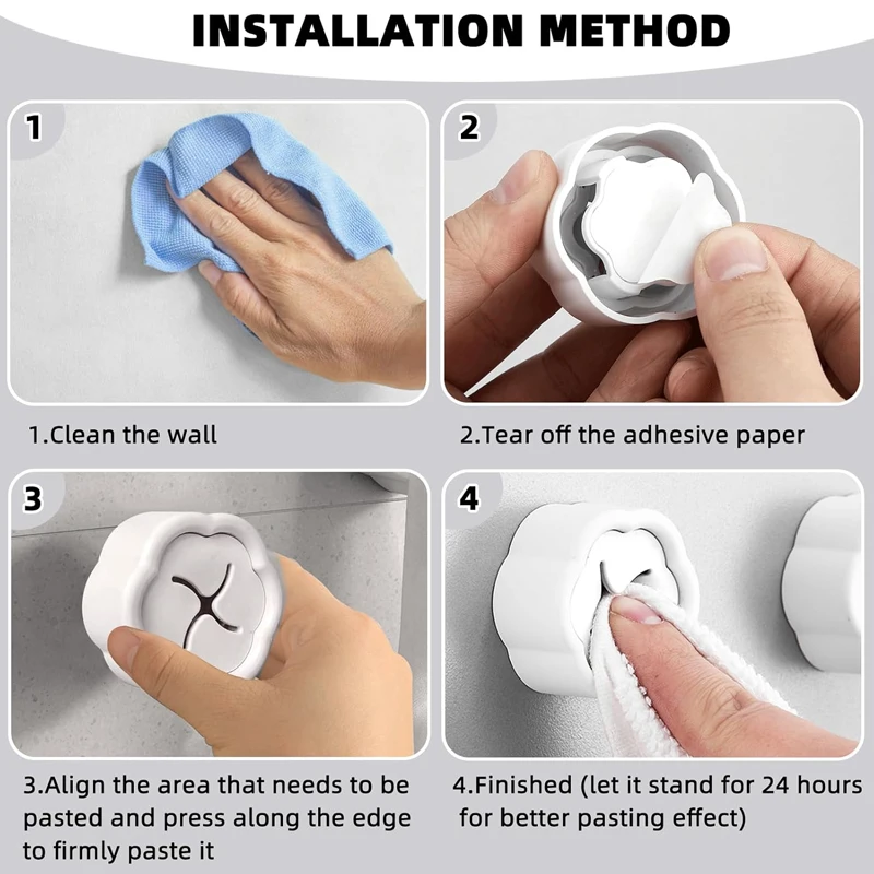 6PCS Self Adhesive Towel Holder No Drill Wall Hooks Kitchen Bathroom Towel Rack Dish Cloth Hanger Storage Organizer Accessories view 6