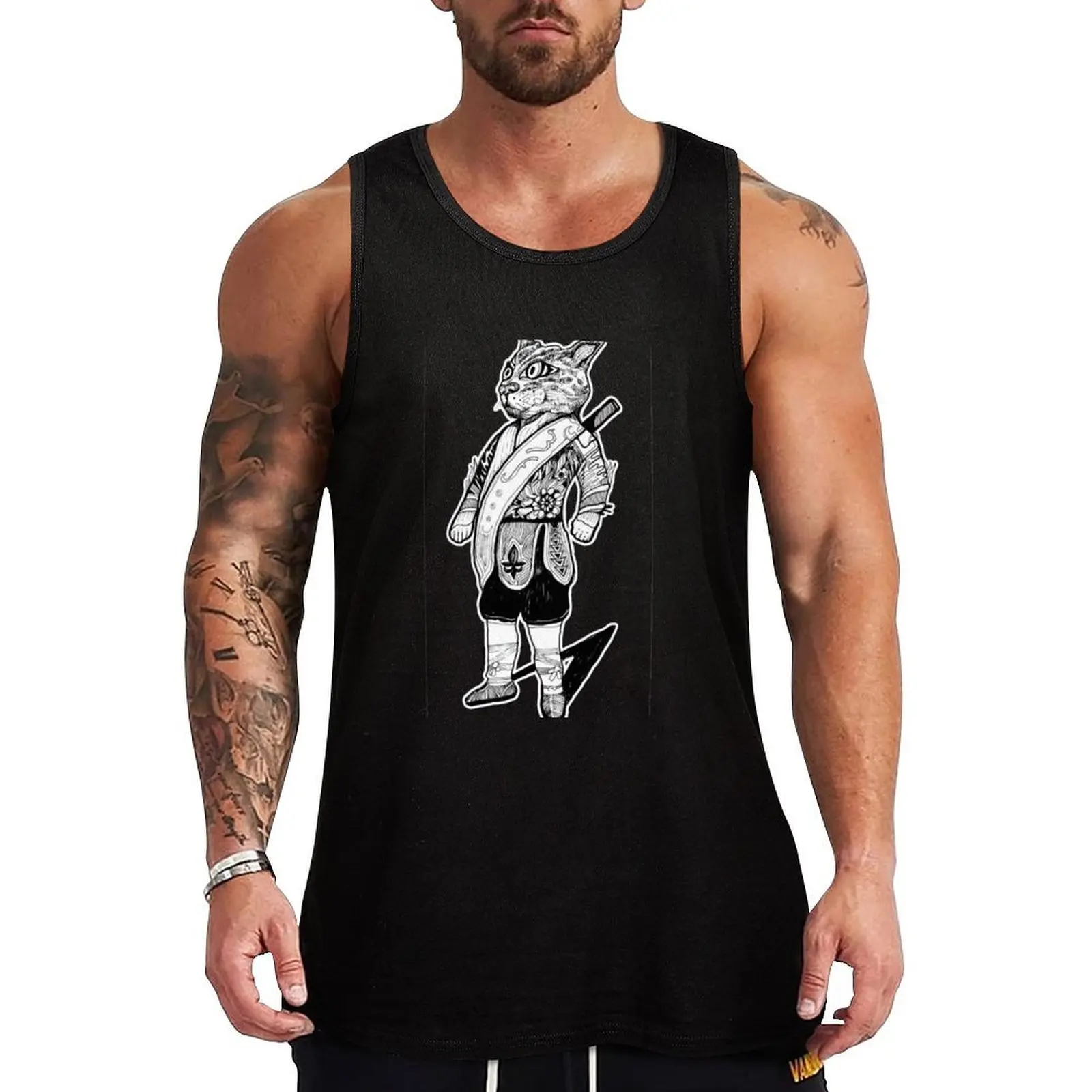 Bongke the Scholar Cat Tank Top, débardeur à imprimé graphique, chemise décontractée sans manches, nouveauté
